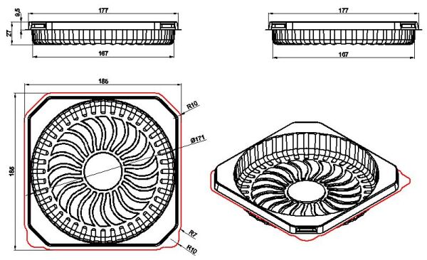 L-435 LİMERA PASTA SİYAH GÖVDE 185X185 18,5 GR 300 ADET