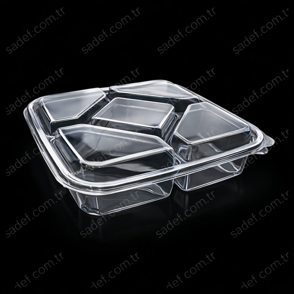 DİPACK PET 5 BÖLMELİ ÇEREZ KABI ŞEFFAF 35 GR 300 ADET