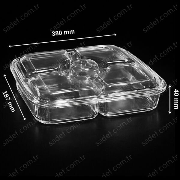 DİPACK PET 5 BÖLMELİ ÇEREZ KABI ŞEFFAF 35 GR 300 ADET