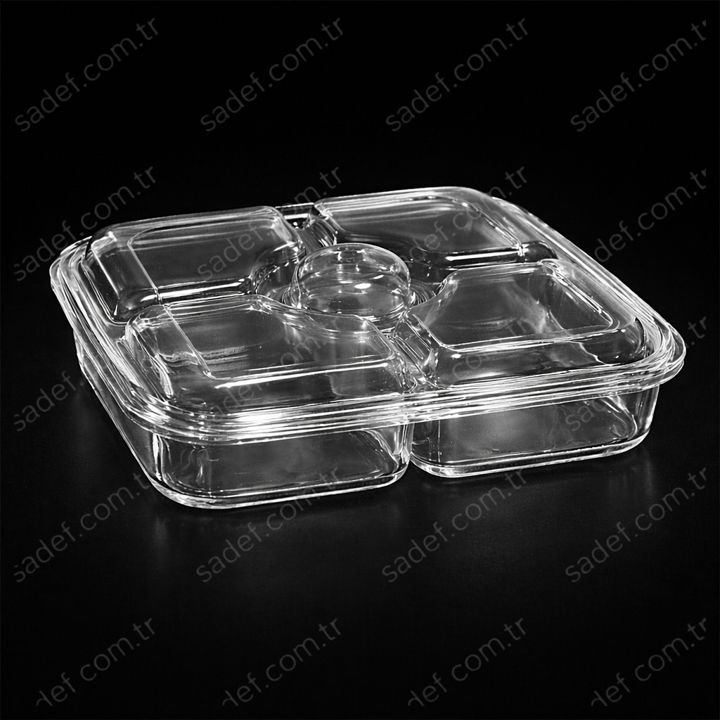 DİPACK PET 5 BÖLMELİ KAHVALTI KABI ŞEFFAF 35 GR 300 ADET
