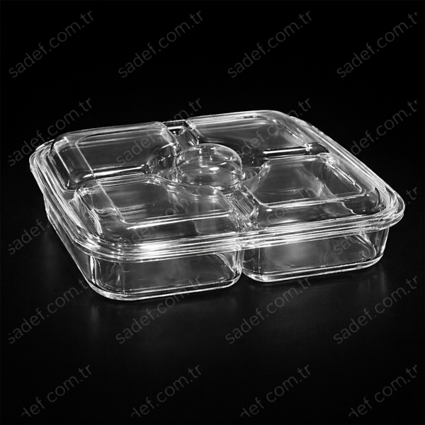 DİPACK PET 5 BÖLMELİ KAHVALTI KABI ŞEFFAF 35 GR 300 ADET