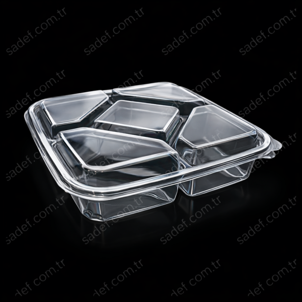 DİPACK PET 5 BÖLMELİ KAHVALTI KABI ŞEFFAF 35 GR 300 ADET