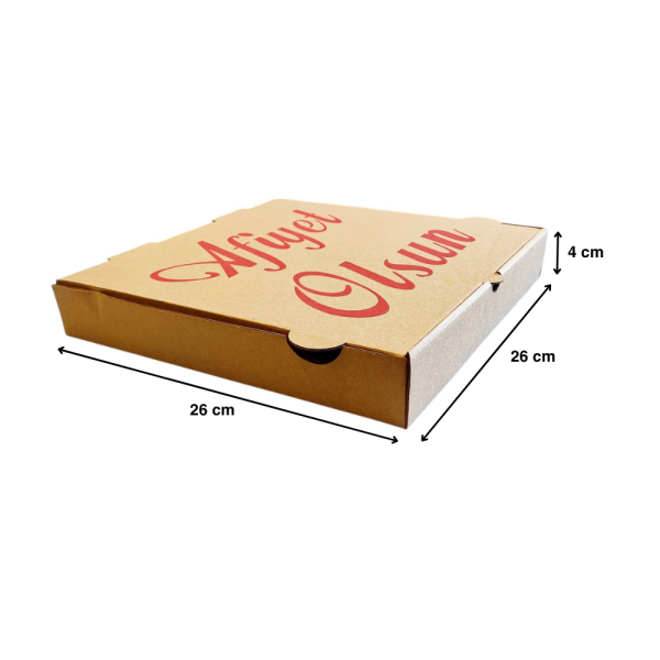 KRAFT OLUKLU 26X26X4 CM PİZZA KUTUSU 100 ADET