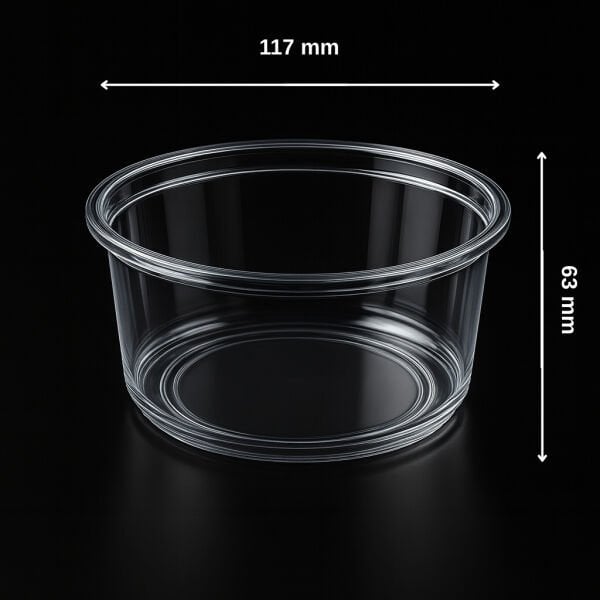 LM-12 12 OZ HUMUS PET KAP Ø117 LİMERA 14 GR ŞEFFAF 500 ADET