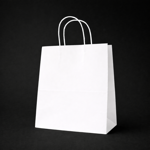 BEYAZ - BÜKÜM SAPLI KAĞIT ÇANTA 25X31X12 CM 250 ADET