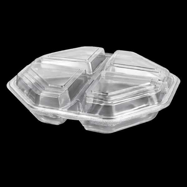 4 BÖLMELİ SEKİZGEN KENDİNDEN KAPAKLI KAP 60 GR SERPET 175 ADET