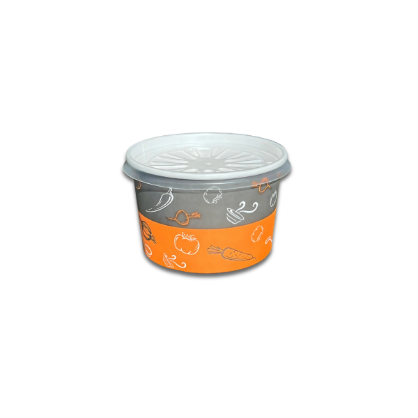 CEK16 OZ BASKILI KARTON ÇORBA KASE + KAPAK 100 ADET