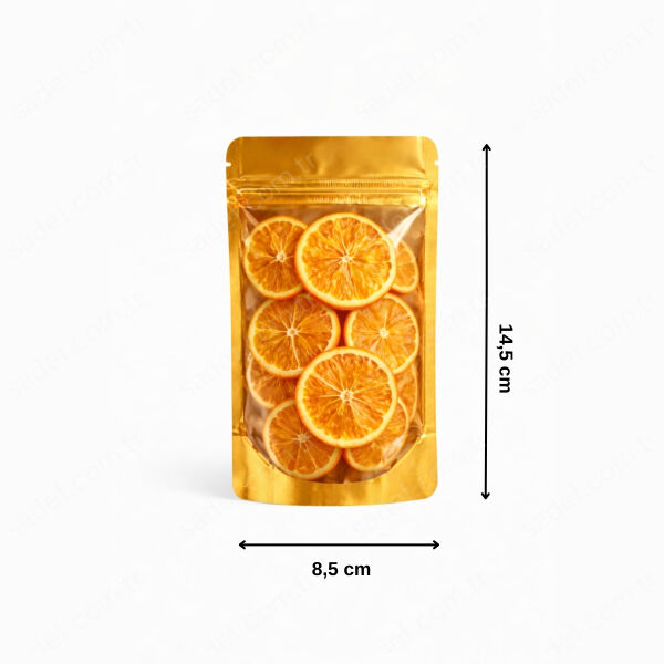 GOLD METALİZE ŞEFFAF KİLİTLİ DOYPACK 8,5X14,5 100 ADET