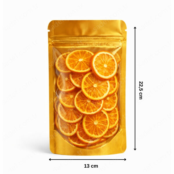 GOLD METALİZE ŞEFFAF KİLİTLİ DOYPACK 13X22,5 100 ADET