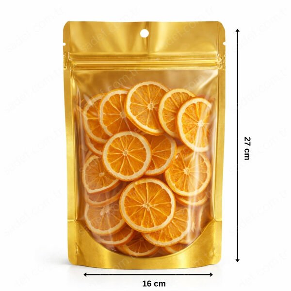 GOLD METALİZE ŞEFFAF KİLİTLİ DOYPACK 16X27 100 ADET