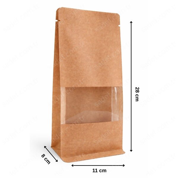 FLAT BOTTOM 11X28X8 KRAFT PENCERELİ 100 ADET