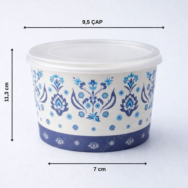 CEK - METROSAN 16 OZ BASKILI KARTON ÇORBA KASE + KAPAK 100 ADET