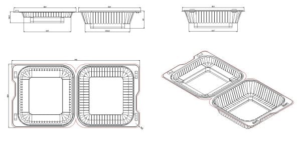 L-355 LİMERA KARE SALATA KABI 1000 CC 43 GR 225 ADET