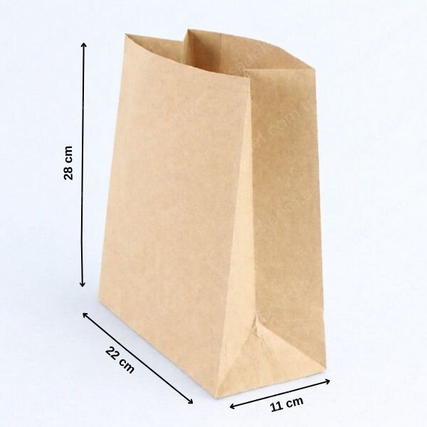 SAPSIZ KRAFT KAĞIT TORBA 22X28X11 CM 100 ADET