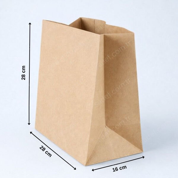 SAPSIZ KRAFT KAĞIT TORBA 28X28X16 CM 100 ADET