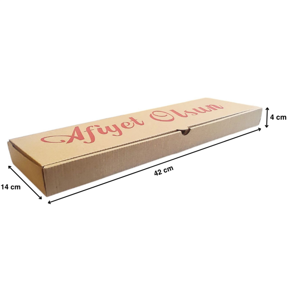 KRAFT OLUKLU 43X13,5X3,5 CM PİDE KUTUSU 100 ADET
