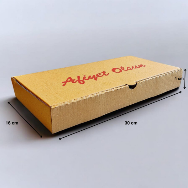 KRAFT OLUKLU 30X16X4 CM YUVARLAK LAHMACUN KUTUSU 100 ADET