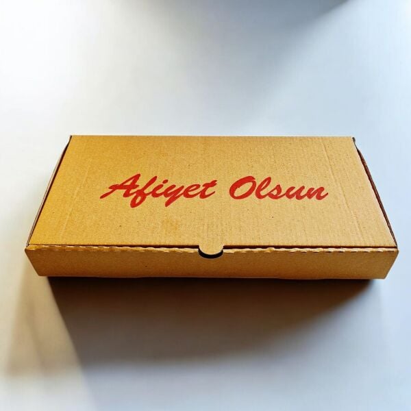 KRAFT OLUKLU 30X16X4 CM YUVARLAK LAHMACUN KUTUSU 100 ADET