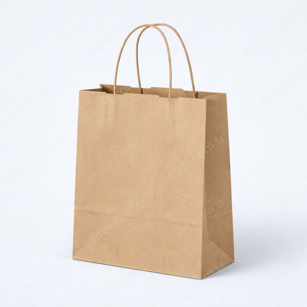 BÜKÜM SAPLI KRAFT KAĞIT ÇANTA 18X24X8 CM 100 ADET