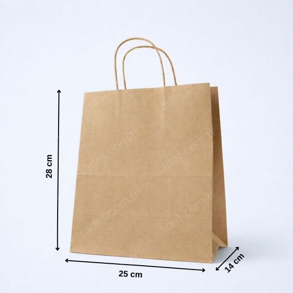 BÜKÜM SAPLI KRAFT KAĞIT ÇANTA 25X28X14 CM 100 ADET
