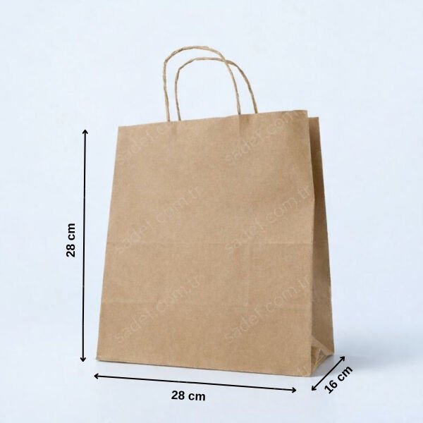 BÜKÜM SAPLI KRAFT KAĞIT ÇANTA 28X28X16 CM 100 ADET
