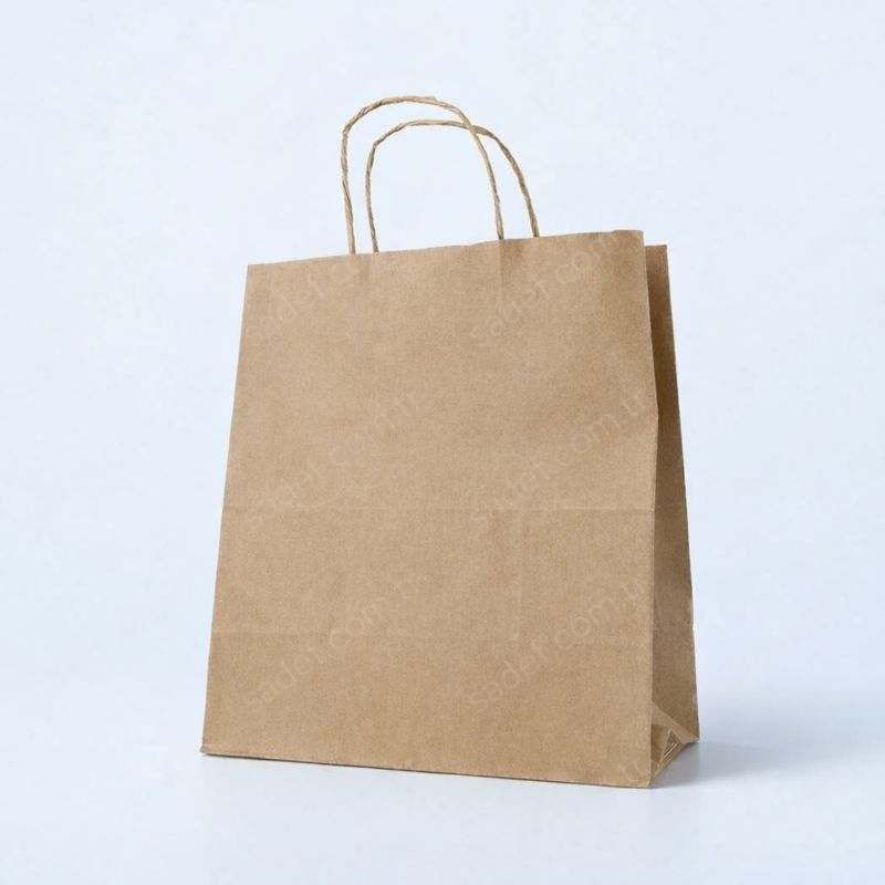 BÜKÜM SAPLI KRAFT KAĞIT ÇANTA 28X28X16 CM 100 ADET