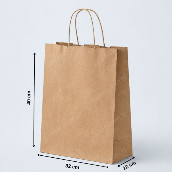 BÜKÜM SAPLI KRAFT KAĞIT ÇANTA 32X40X12 CM 100 ADET
