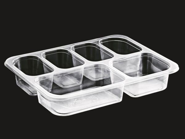 EL-479 ALTI BÖLMELİ YEMEK KABI 227X178 MM 20 GR ŞEFFAF ELTRON 400 ADET