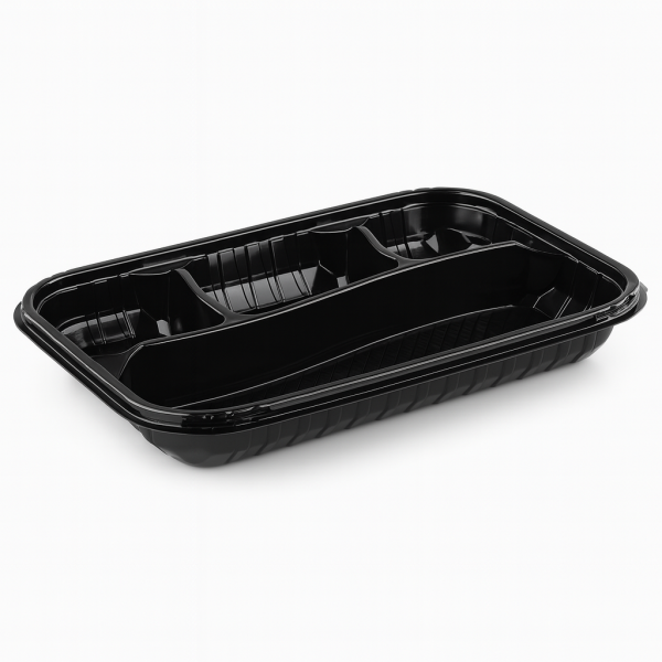 LPP-865 LİMERA PP 4 BÖLMELİ KEBAP KABI - KAPAK & SİYAH GÖVDE 54 GR 100 ADET