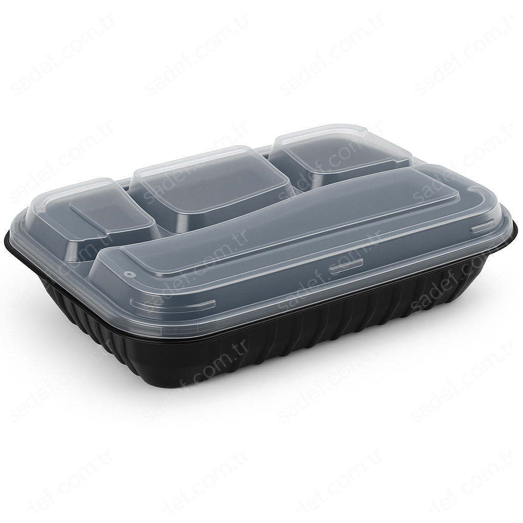 LPP-865 LİMERA PP 4 BÖLMELİ KEBAP KABI - KAPAK & SİYAH GÖVDE 54 GR 100 ADET