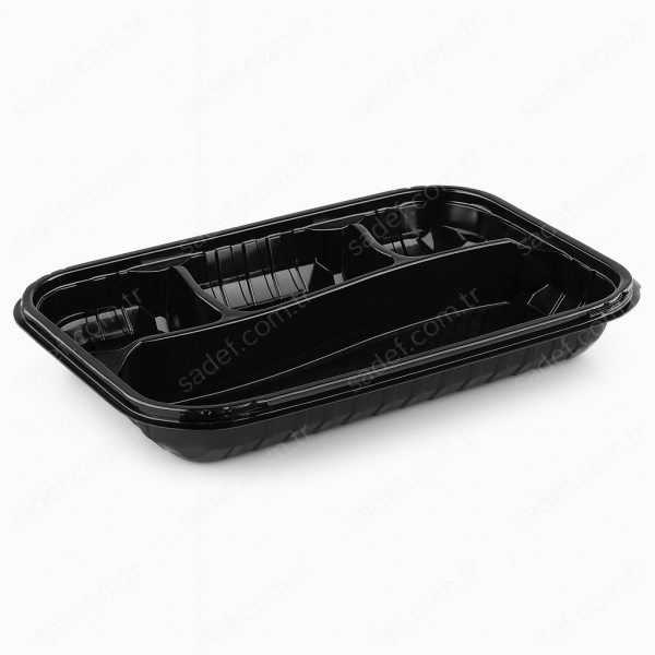 LPP-865 LİMERA PP 4 BÖLMELİ KEBAP KABI - KAPAK & SİYAH GÖVDE 54 GR 100 ADET