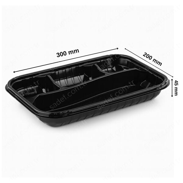LPP-865 LİMERA PP 4 BÖLMELİ KEBAP KABI - GÖVDE + KAPAK 54 GR 100 ADET