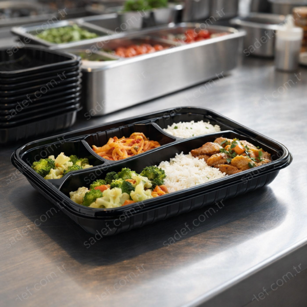 LPP-865 LİMERA PP 4 BÖLMELİ KEBAP KABI - GÖVDE + KAPAK 54 GR 100 ADET