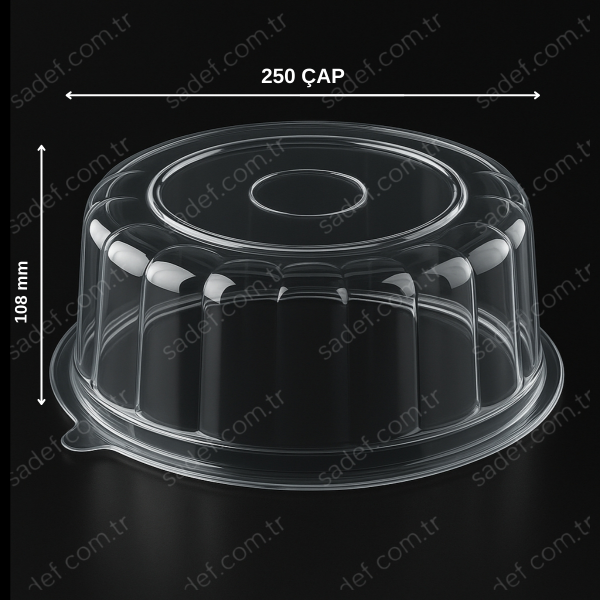 L-410 LİMERA Ø25 PET OVAL KENARLI PASTA KAPAĞI 45 GR 200 ADET
