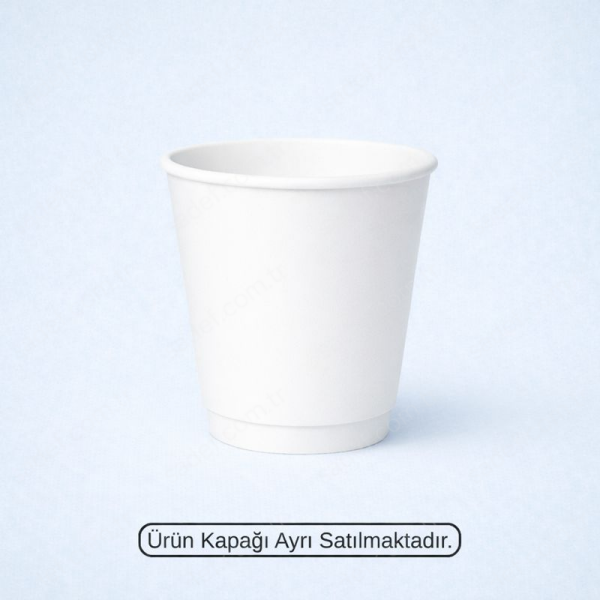 BEYAZ DOUBLE WALL 8 OZ BASKISIZ KARTON BARDAK SICAK 500 ADET