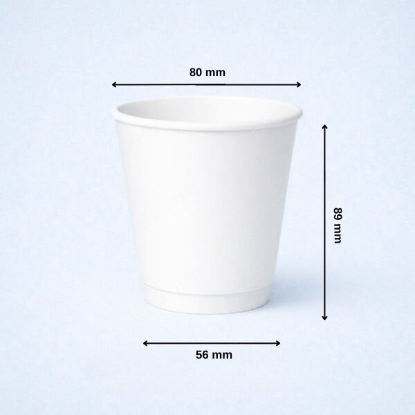 BEYAZ DOUBLE WALL 8 OZ BASKISIZ KARTON BARDAK SICAK 500 ADET