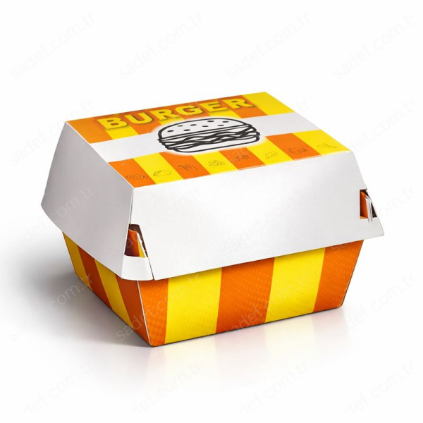 OREGO BASKILI HAMBURGER KUTUSU ( 12X12X8  ORTA BOY 450 ADET