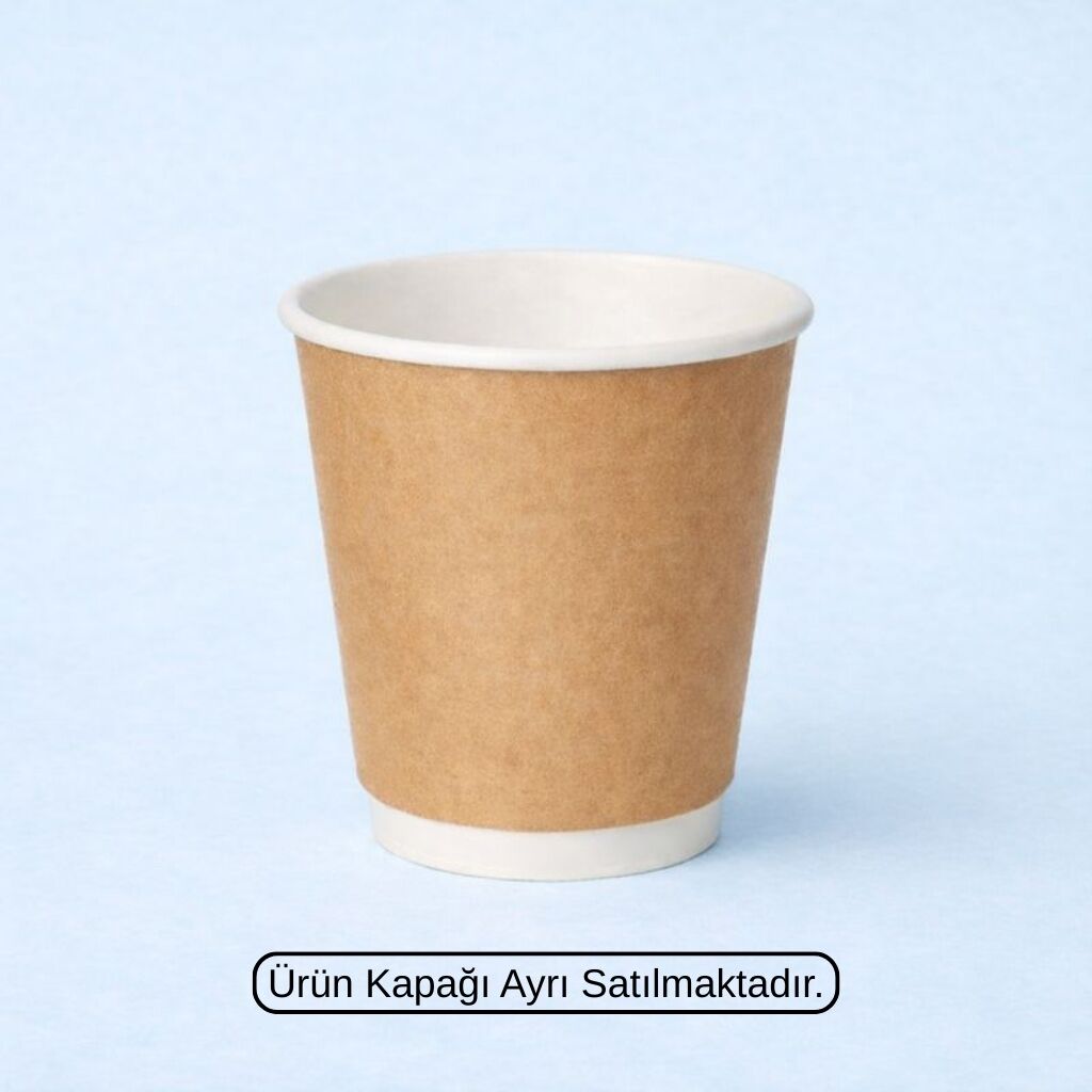 KRAFT DOUBLE WALL 8 OZ BASKISIZ KARTON BARDAK SICAK 500 ADET