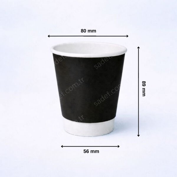 SİYAH DOUBLE WALL 8 OZ BASKISIZ KARTON BARDAK SICAK 500 ADET