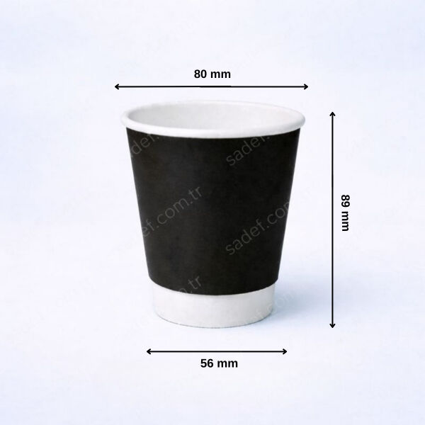 SİYAH DOUBLE WALL 8 OZ ( 250 ML ) KARTON BARDAK ARNES 500 ADET
