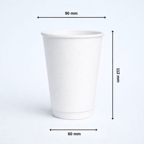 BEYAZ DOUBLE WALL ARNES 14 OZ BASKISIZ KARTON BARDAK SICAK 500 ADET