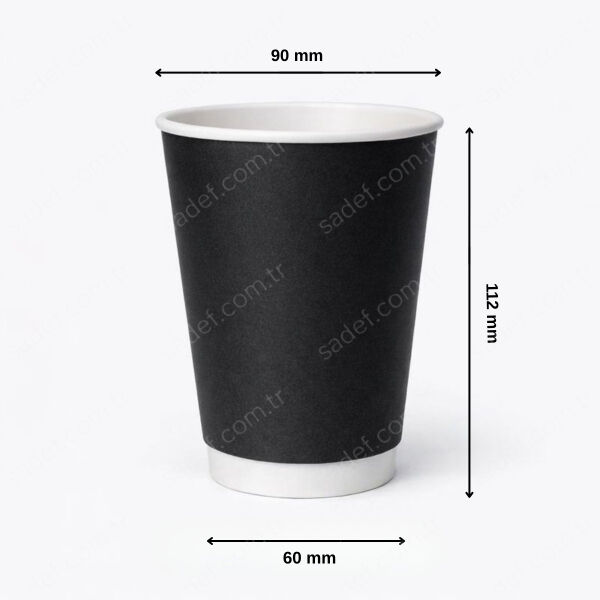 SİYAH DOUBLE WALL 14 OZ ( 450 ML ) KARTON BARDAK ARNES 500 ADET