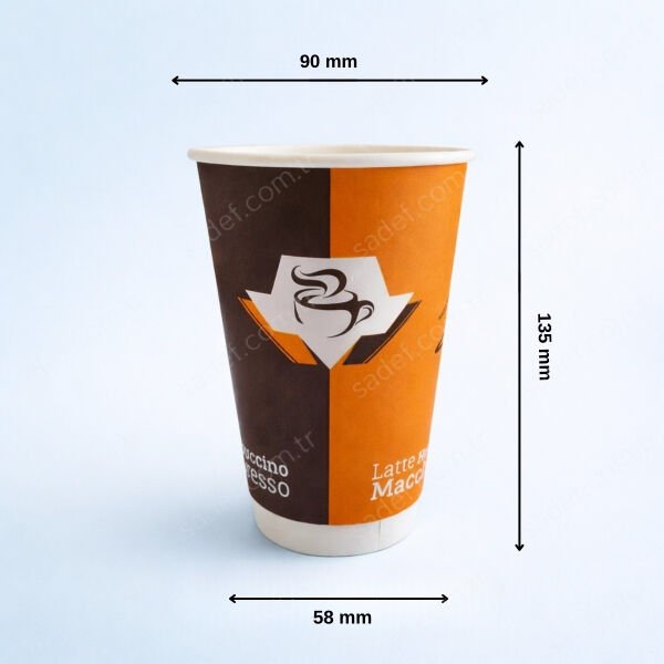 DOUBLE WALL 16 OZ BASKILI KARTON BARDAK SICAK 500 ADET
