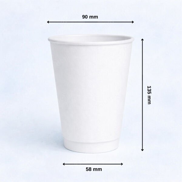 BEYAZ DOUBLE WALL 16 OZ BASKISIZ KARTON BARDAK SICAK 500 ADET