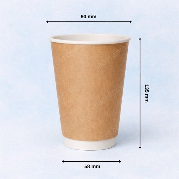 KRAFT DOUBLE WALL 16 OZ BASKISIZ KARTON BARDAK SICAK 500 ADET