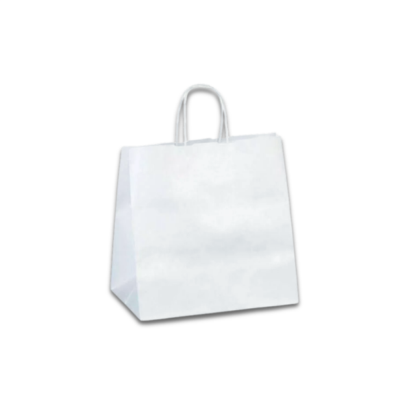 BEYAZ - BÜKÜM SAPLI KAĞIT ÇANTA 28X28X16 CM 250 ADET