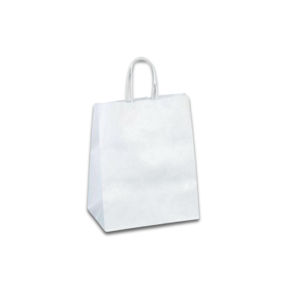BEYAZ - BÜKÜM SAPLI KAĞIT ÇANTA 25X31X12 CM 250 ADET