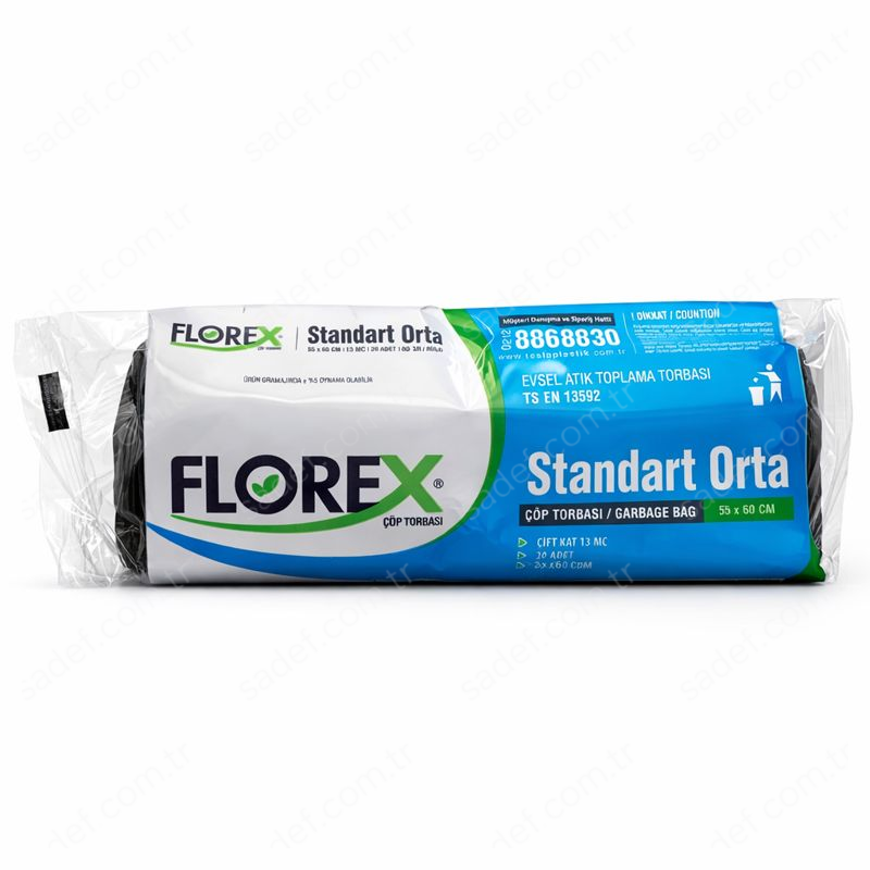 525 STD ORTA ÇÖP POŞETİ  ( 55X60 CM ) 80 GR RL 20 AD X 50 RL 4 KG 13 MC 40 LT SİYAH