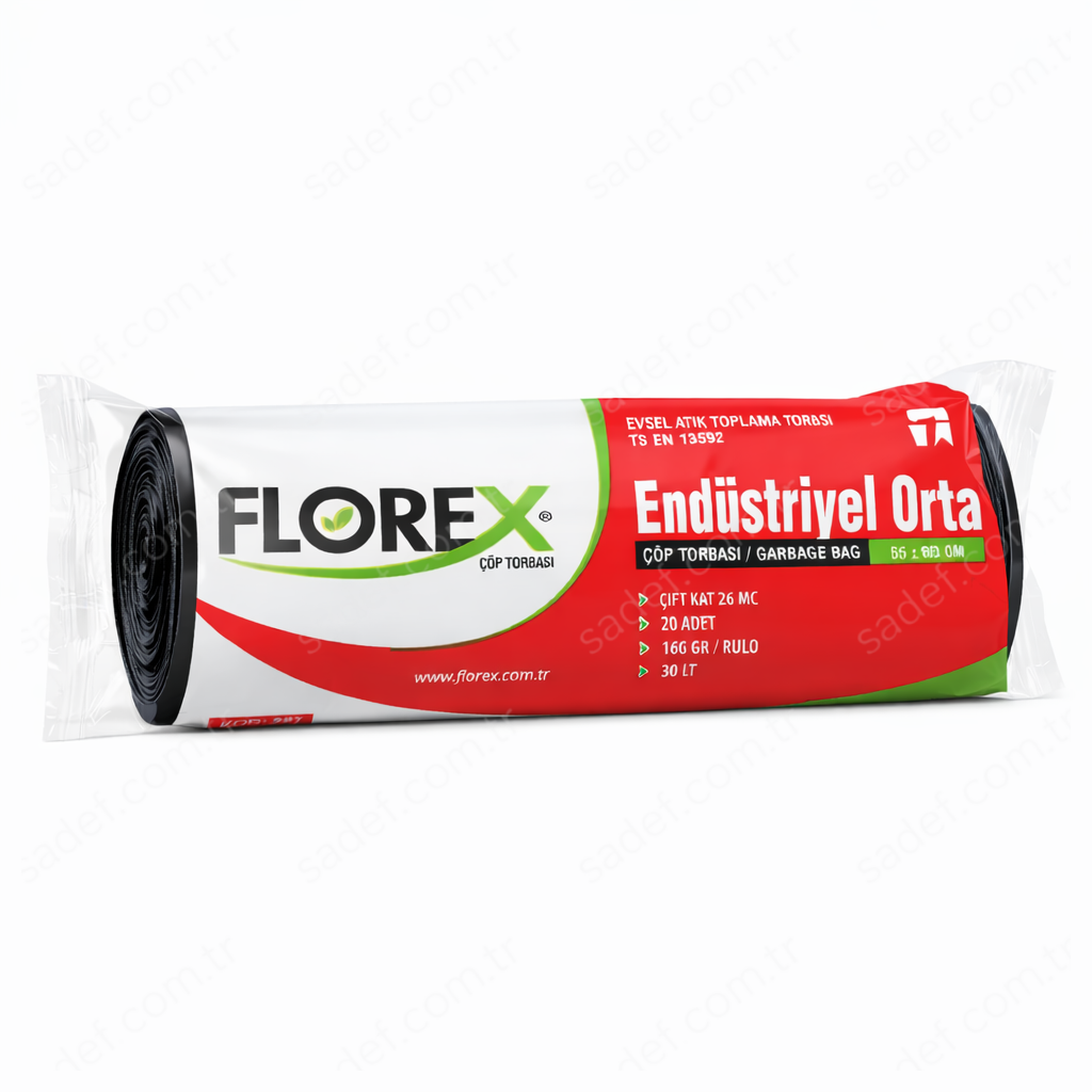 527 END ORTA ÇÖP POŞETİ ( 55X60 CM ) 160 GR RL 20 AD X 25 RL 4 KG 26 MC 40 LT SİYAH