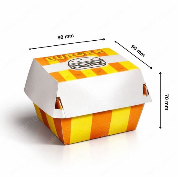 OREGO BASKILI HAMBURGER KUTUSU ( 9X9X7  KÜÇÜK BOY 600 ADET
